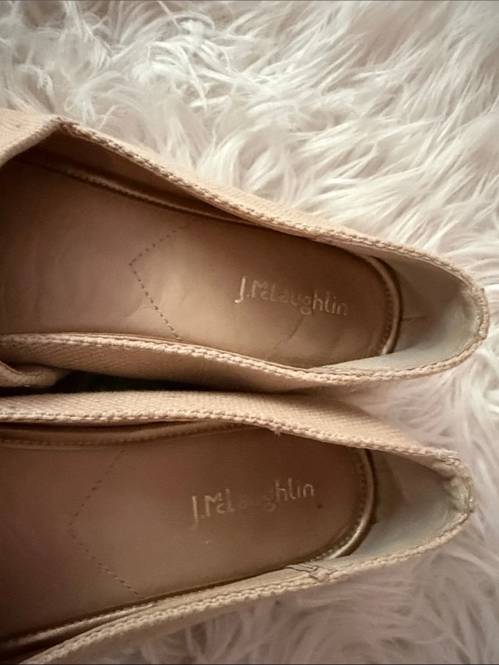 J. McLaughlin Beige Canvas Espadrille Slip-On with Brown leather Toe Cap